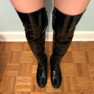 Stuart Weitzman Over the Knee Patent Leather Boots